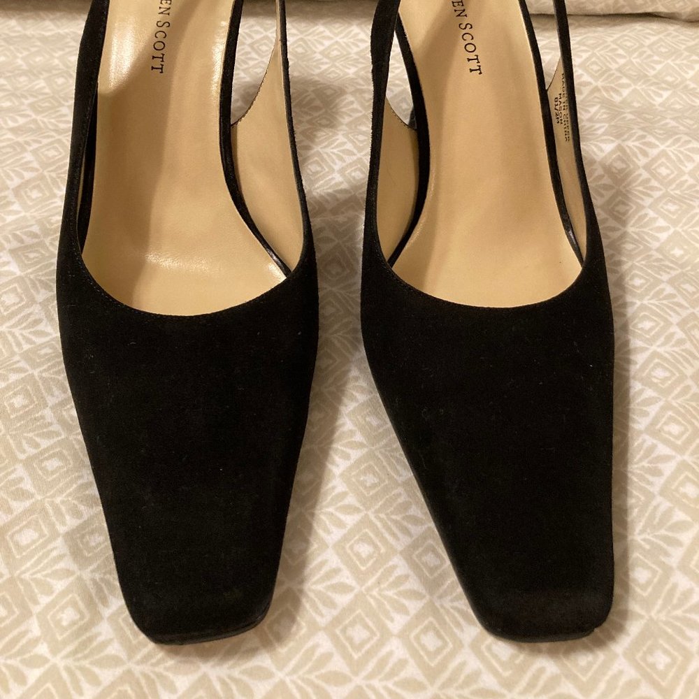 Black Suede Sling-backs Square Toe Karen Scott NWOB Size 8.5M - Picture 3 of 13